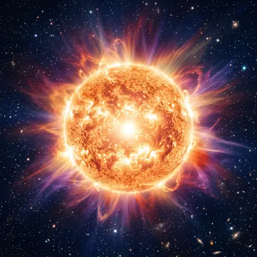 Radiant Sun with Corona in Cosmic Infinity