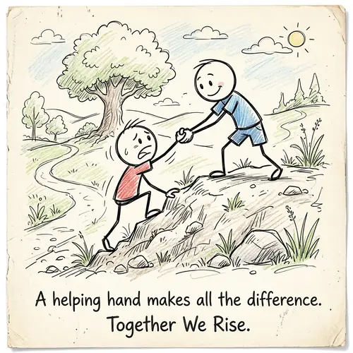 Helping Hands: Cartoon Stick Man Illustration