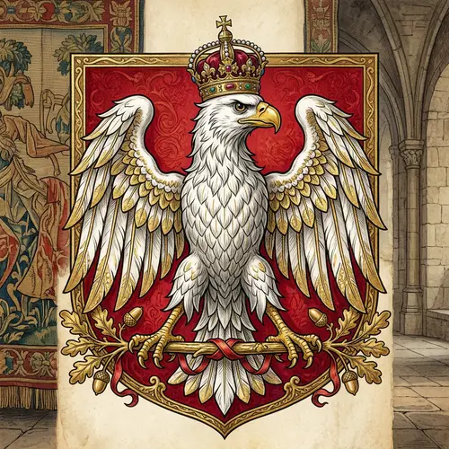 Polish Eagle with Crown: National Emblem Illustration