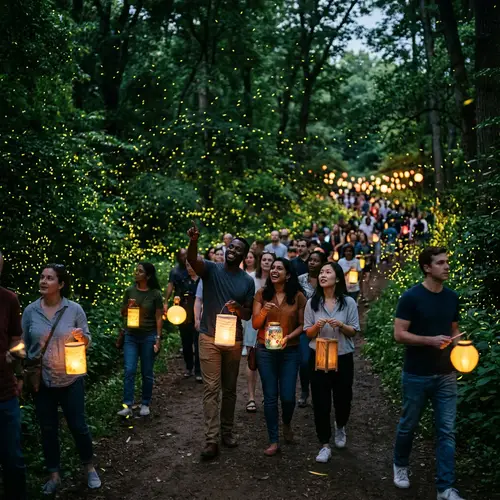 Enchanting Firefly Festival in Lush Park | Magical Evening Spectacle