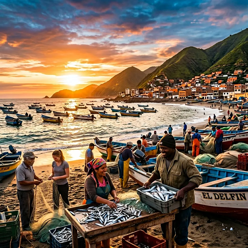 Fishing Activities in Peru: Vibrant Seas & Diverse Fishermen Fishing Activities in Peru: Vibrant Seas & Diverse Fishermen