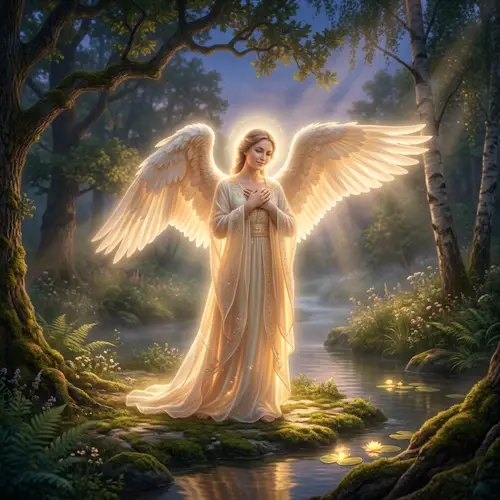 Angel of Light - Radiant Figure in Tranquil Locale