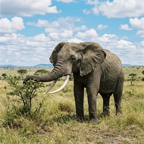 Majestic Elephant in Open Savannah | Wildlife Photography