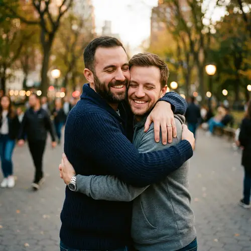 Heartwarming Moment: Two Men Hugging