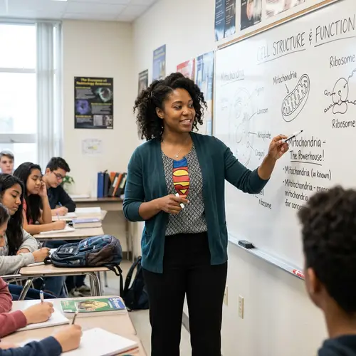 Inspiring Female Teacher with Superhero Spirit