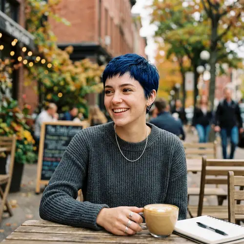 Girl with Short Deep Blue Hair - Stunning Image