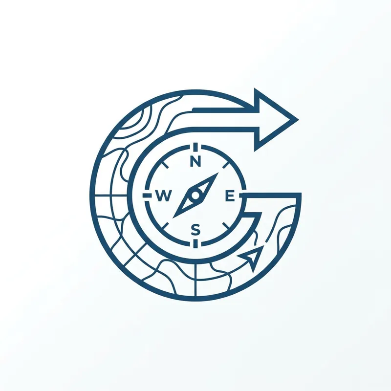 Simple Guidance Icon Design with 'G' and Orientation Details Simple Guidance Icon Design with 'G' and Orientation Details