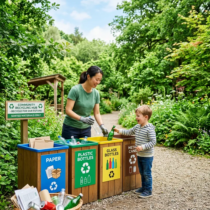 Vivid Recycling Scene with Colorful Bins