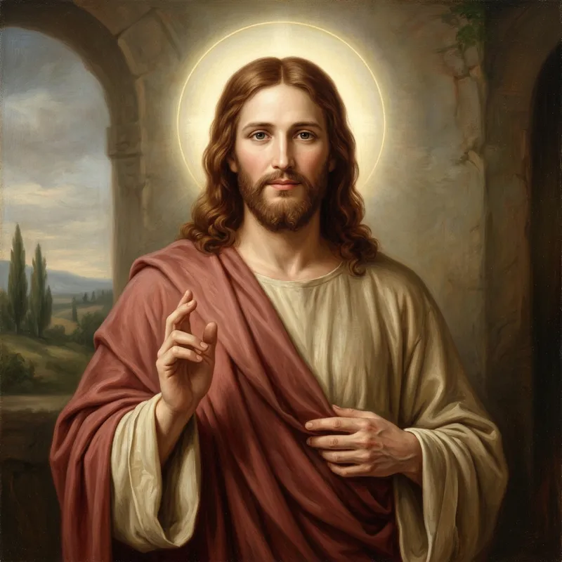 Renaissance Jesus: Tranquil Portrait in Earthy Tones