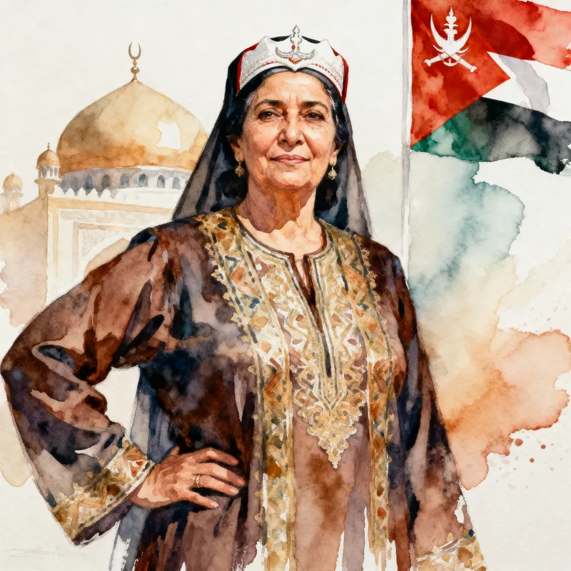 Watercolor Painting of Omani Woman in Traditional Attire