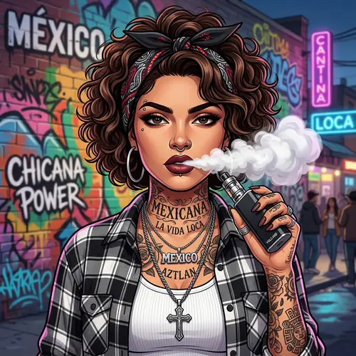Mexican Gangster Girl Avatar - Vaping AI Image
