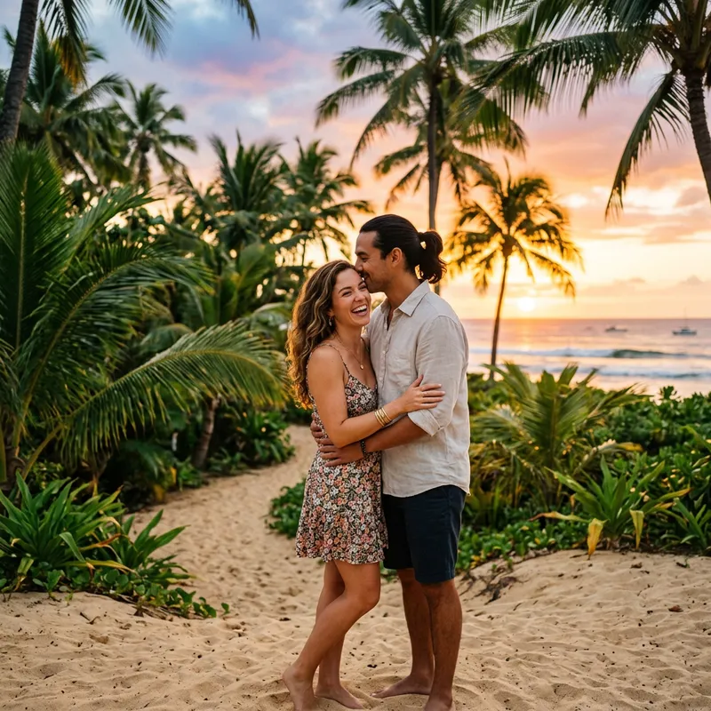 Romantic Embrace: Love in a Tropical Paradise