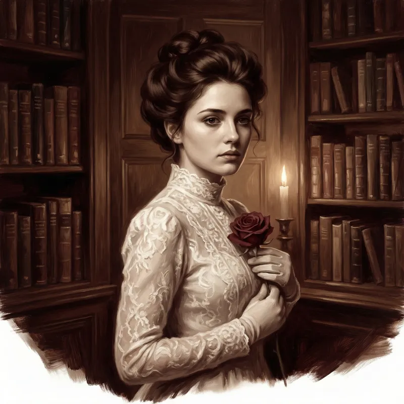 Elegant Victorian Woman with a Rose Portrait