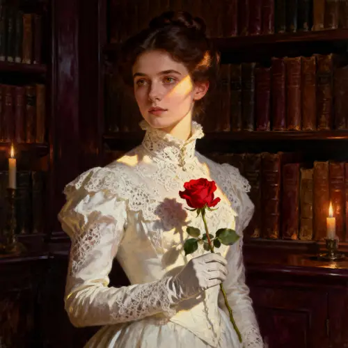 Elegant Victorian Woman with a Rose Portrait