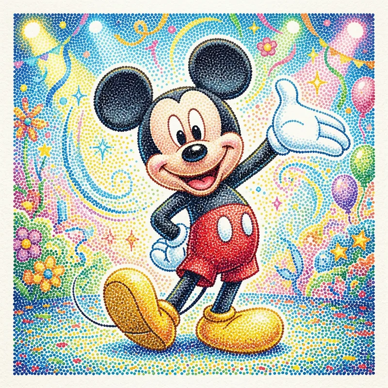 Mickey Mouse Pointillism Art