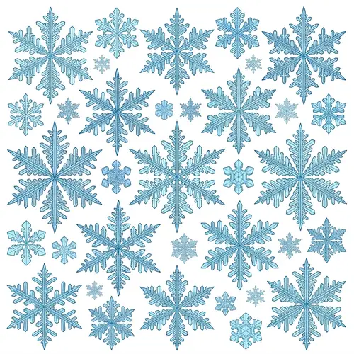Intricate Snowflake Vector Art: Cool-Toned Geometric Shapes