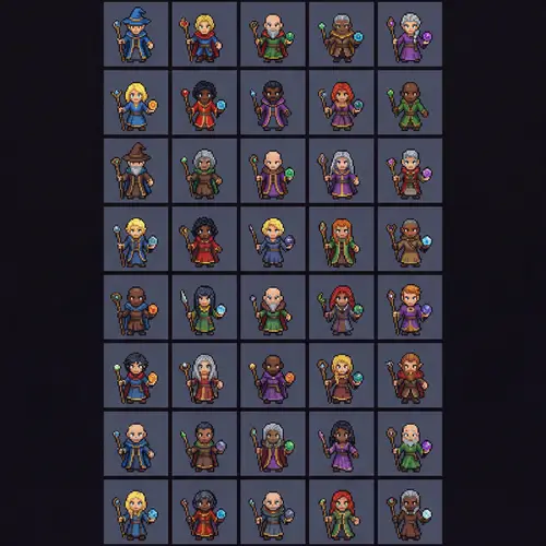 Pixel Art Magus Sprite Sheet for Game | Unique Characters