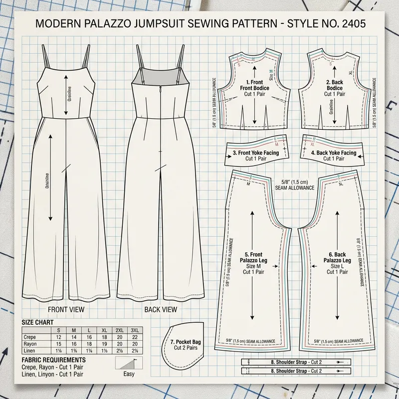 Pattern for Stylish Palazzo Jumpsuit Design Pattern for Stylish Palazzo Jumpsuit Design