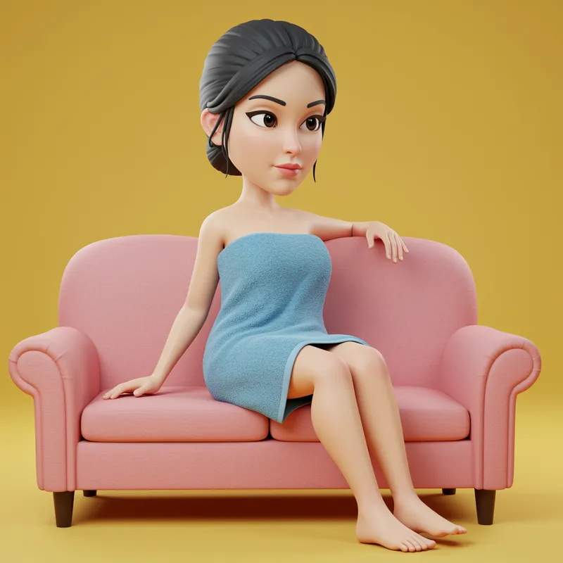 Flirtatious Indonesian Woman Portrait in 3D