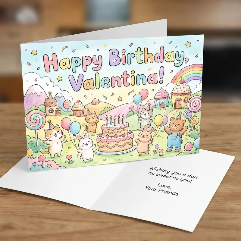 Birthday Greeting Card Design for Valentina with Hello Kitty Theme