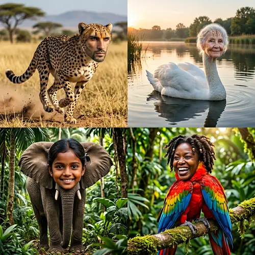 Fascinating Imagery of Animals with Human Faces