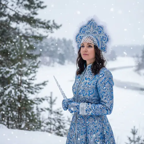 Snow Maiden Costume - Traditional Russian Dress for Winter