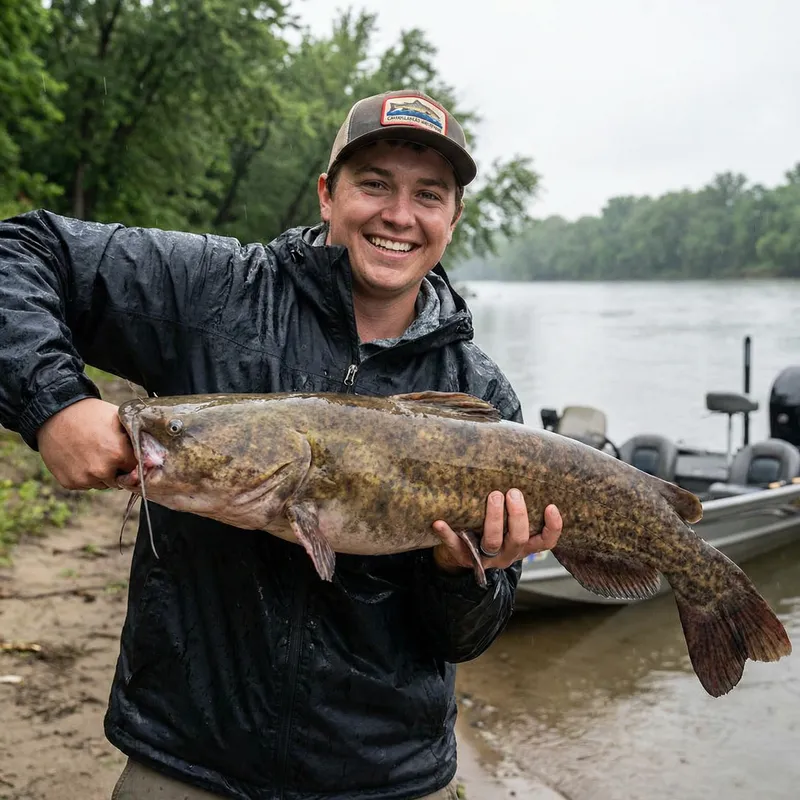 Me Holding a Huge Flathead Fish