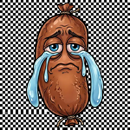Funny Cartoon Sausage with Tears Emote
