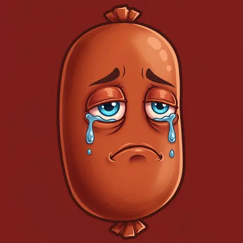 Funny Cartoon Sausage with Tears Emote