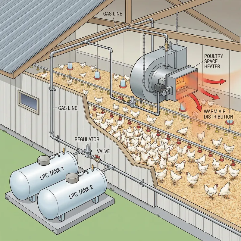 LPG Tank Setup for Poultry House Heating System