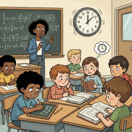 Stressful Elementary School Classroom | Diverse Students Under Pressure