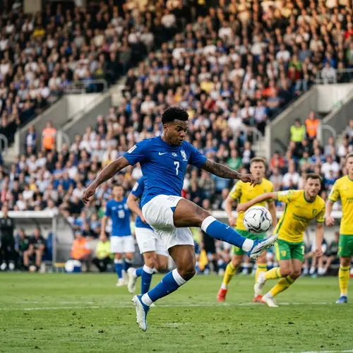 Dynamic Soccer Player in Blue Jersey | No.7 Star Player