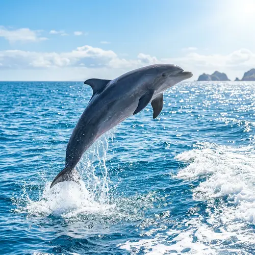 Graceful Dolphin Leaping Out of Blue Ocean Water