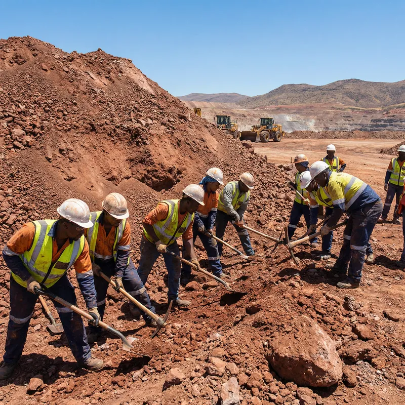 Miners Working in Earth Pile