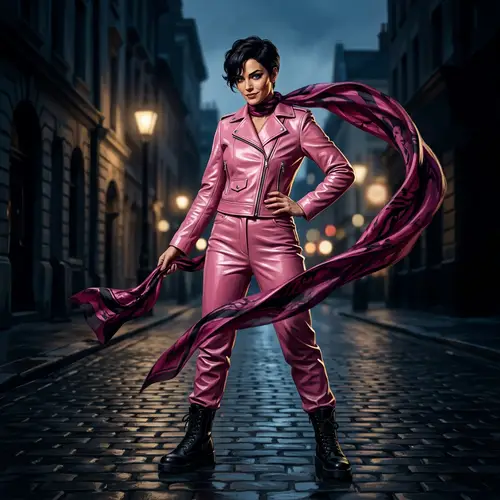 Dramatic Femme Fatale in Pink Latex Fashion
