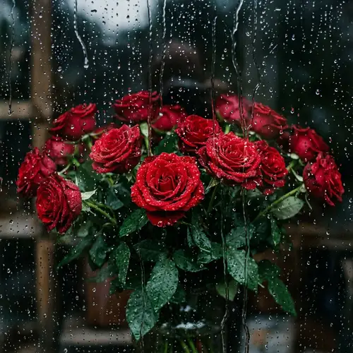 Vibrant Red Roses with Water Droplets - Beautiful Floral Scene