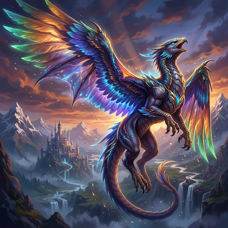Captivating Vibrant Wings Creature in Fantasy Digital Art