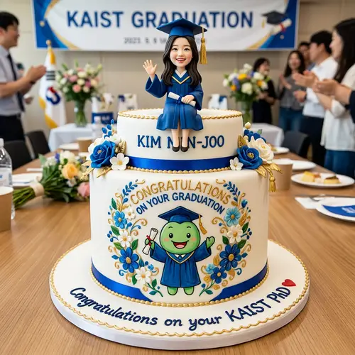 KAIST Graduation Cake with Neobdugi Mascot Art