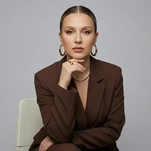 Studio Portrait: Elegant Chocolate Brown Suit