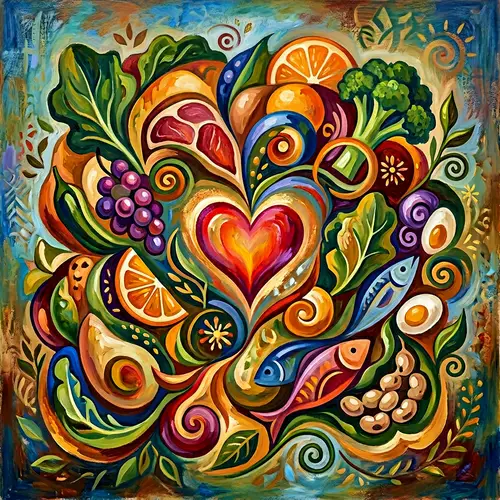 Child Nutrition Abstract Art - Whimsical Health-Giving Elements