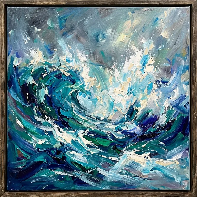 Abstract Ocean Waves Painting - Artistic Depiction