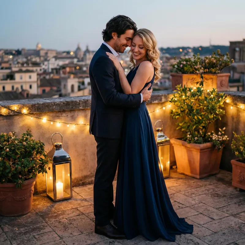 Romantic Hug: Adult Male & Charming Woman Embrace Romantic Hug: Adult Male & Charming Woman Embrace