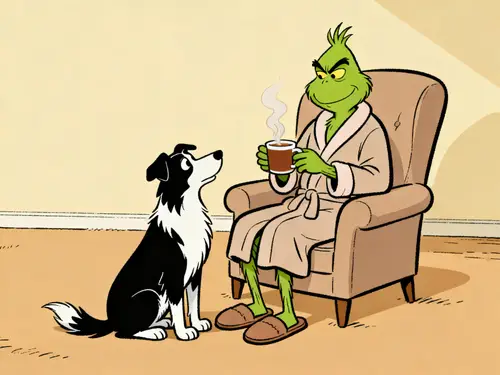 Grinch in Ligne Claire Style Comic Art