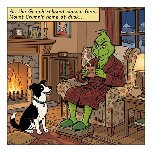 Grinch in Ligne Claire Style Comic Art
