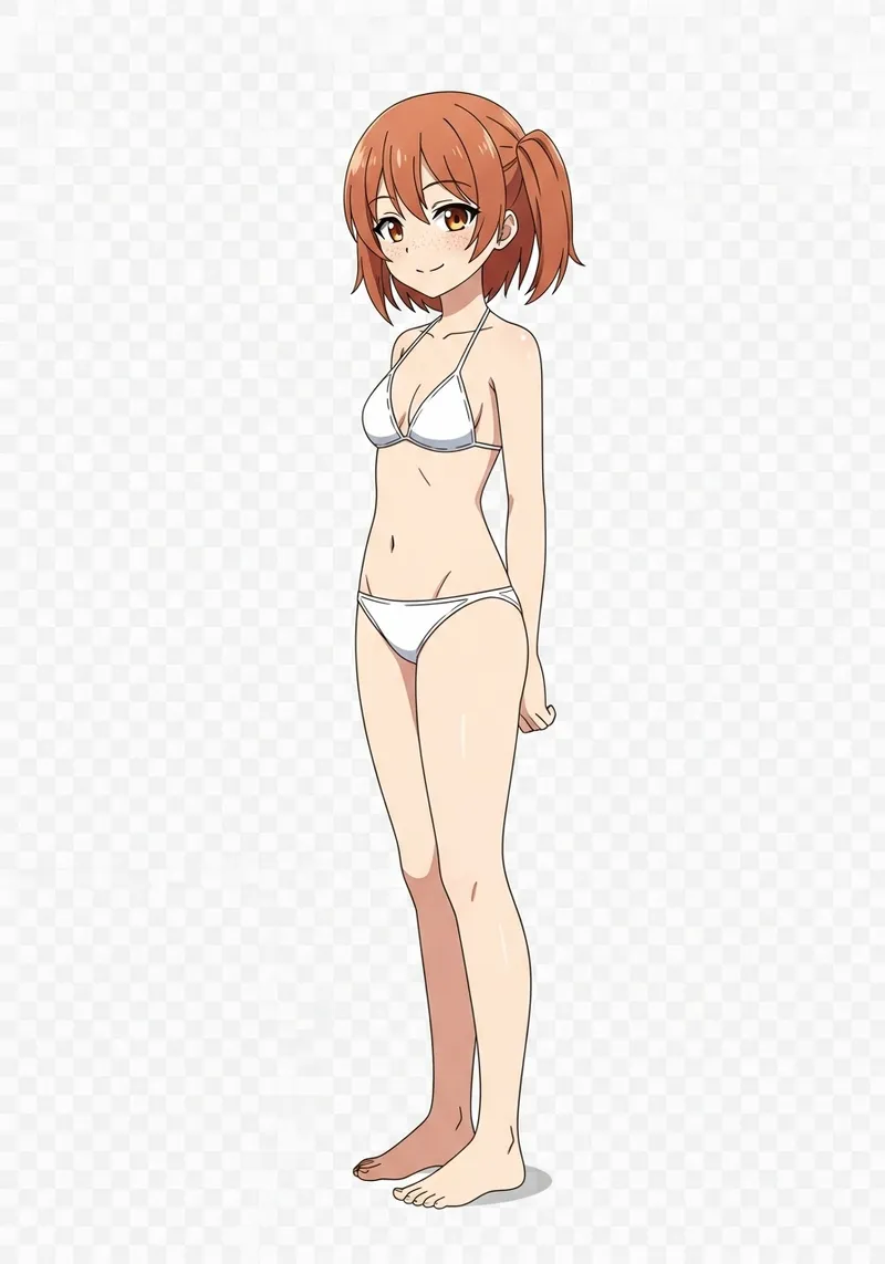 Young Woman in White Bikini - Anime Game Art