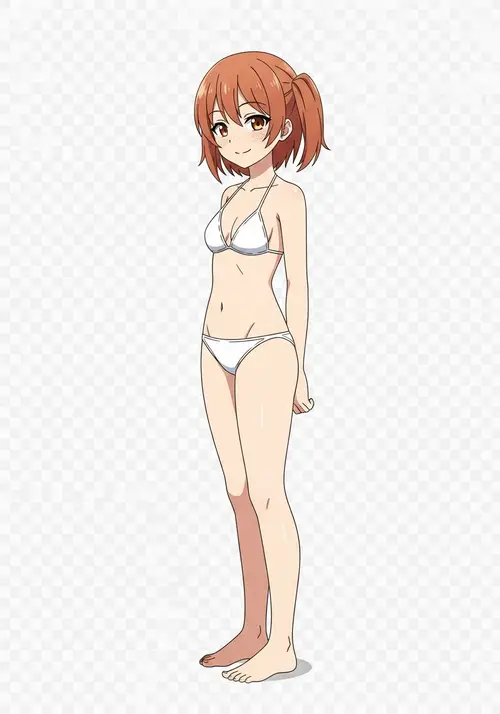 Young Woman in White Bikini - Anime Game Art