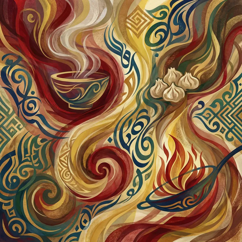 Vibrant Chinese Cuisine Abstract Art