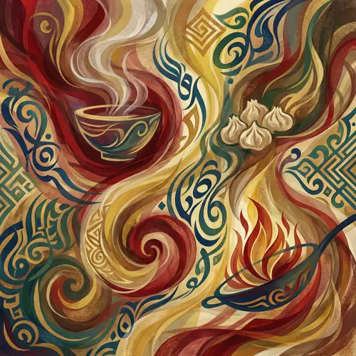 Vibrant Chinese Cuisine Art | Abstract Food Impressions