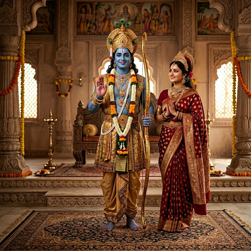 Royal Depiction of Sri Rama and Sita