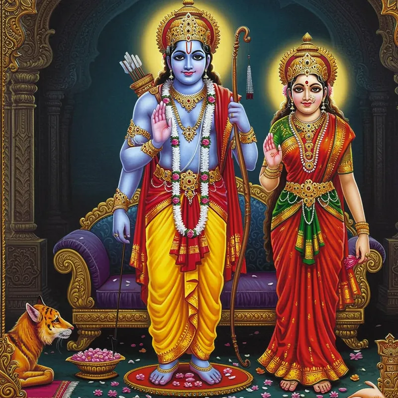 Royal Depiction of Sri Rama and Sita